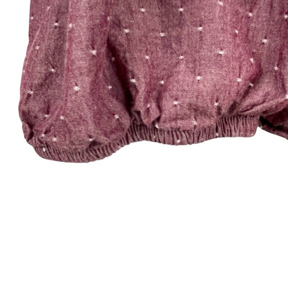 St. John's Bay 100% Cotton Button Down Boxy Puff Sleeve Plum Blouse Women's 1X - Picture 12 of 14